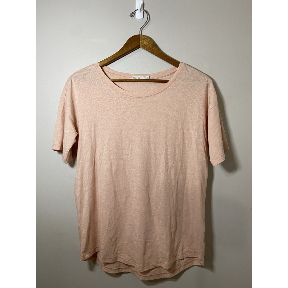 Barefoot Dreams Malibu‎ Collection T-Shirt SMALL Pink Washed Cotton Tee Shirt
